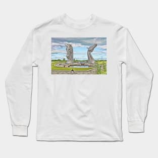 the Kelpies , Helix Park, Grangemouth Long Sleeve T-Shirt